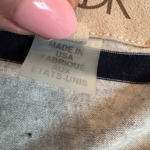 Chaser Heathered Gray Striped Dolman Sleeve Raglan Tee XS-Nautical, Preppy - Picture 9 of 10